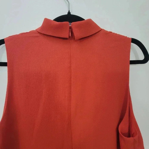 Lulus Choker Collar V-Neck Blouse Orange Sleeveless Top Sz L Lightweight Girly - Picture 10 of 10